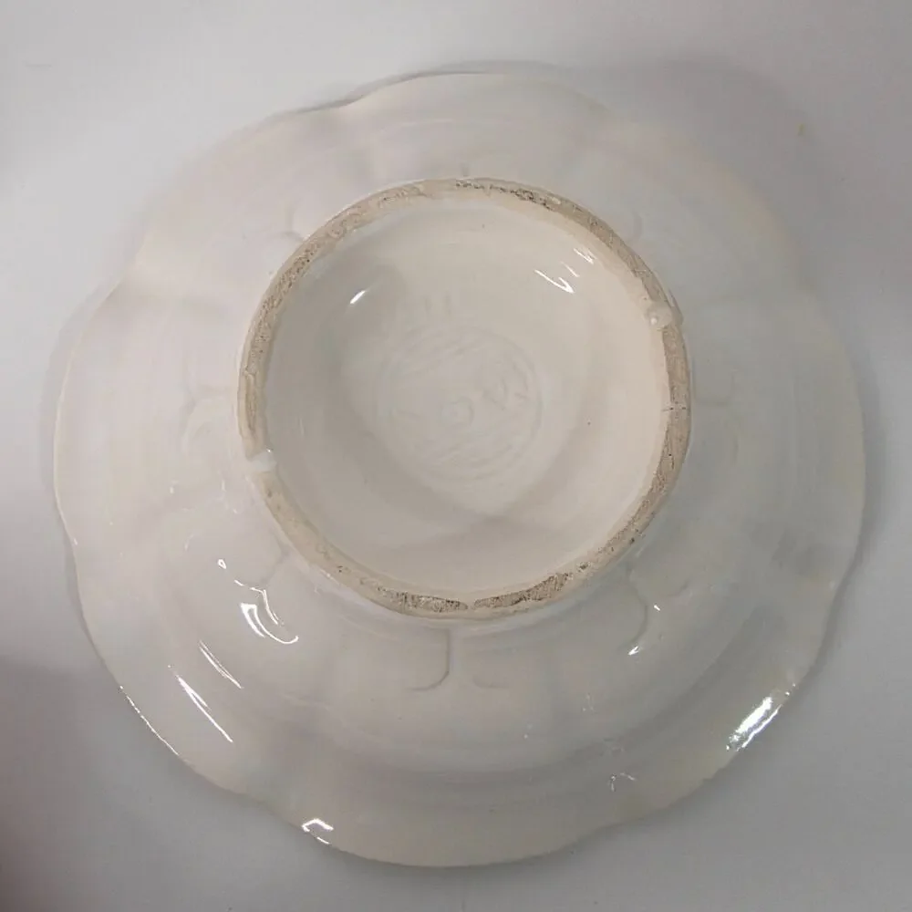Vintage McCoy USA White Pottery cottagecore Pitcher Wash Basin Set Heart Handle